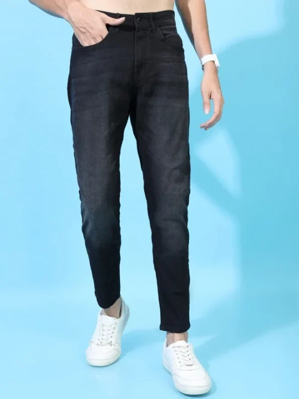 Men Black Tapered Fit Clean Look Jeans